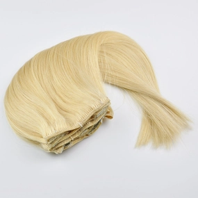 TRESSMATCH® 20"-22" Clip in Remy Human Hair Extensions Thick to Ends Bleach Blonde (solid613) 10 Pieces(pcs) Full Head Set (Set Weight: abouy 160grams/5.7oz)