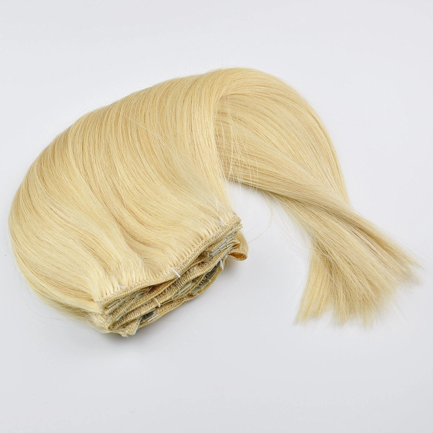 TRESSMATCH® 20"-22" Clip in Remy Human Hair Extensions Thick to Ends Bleach Blonde (solid613) 10 Pieces(pcs) Full Head Set (Set Weight: abouy 160grams/5.7oz)