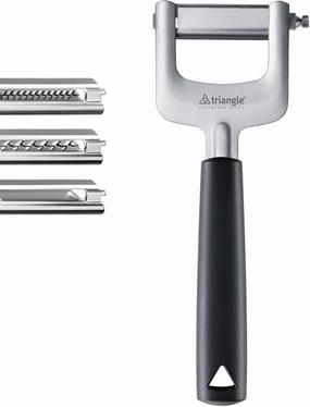 triangle 3-Piece Julienne Cutter - Includes Three Interchangeable, Ultra-Sharp Stainless Steel Blades - Creates Thin to Thick Slices - GreenGrip Handle - Dishwasher Safe