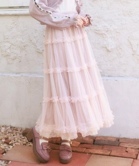 Tulle Tiered Long Skirt