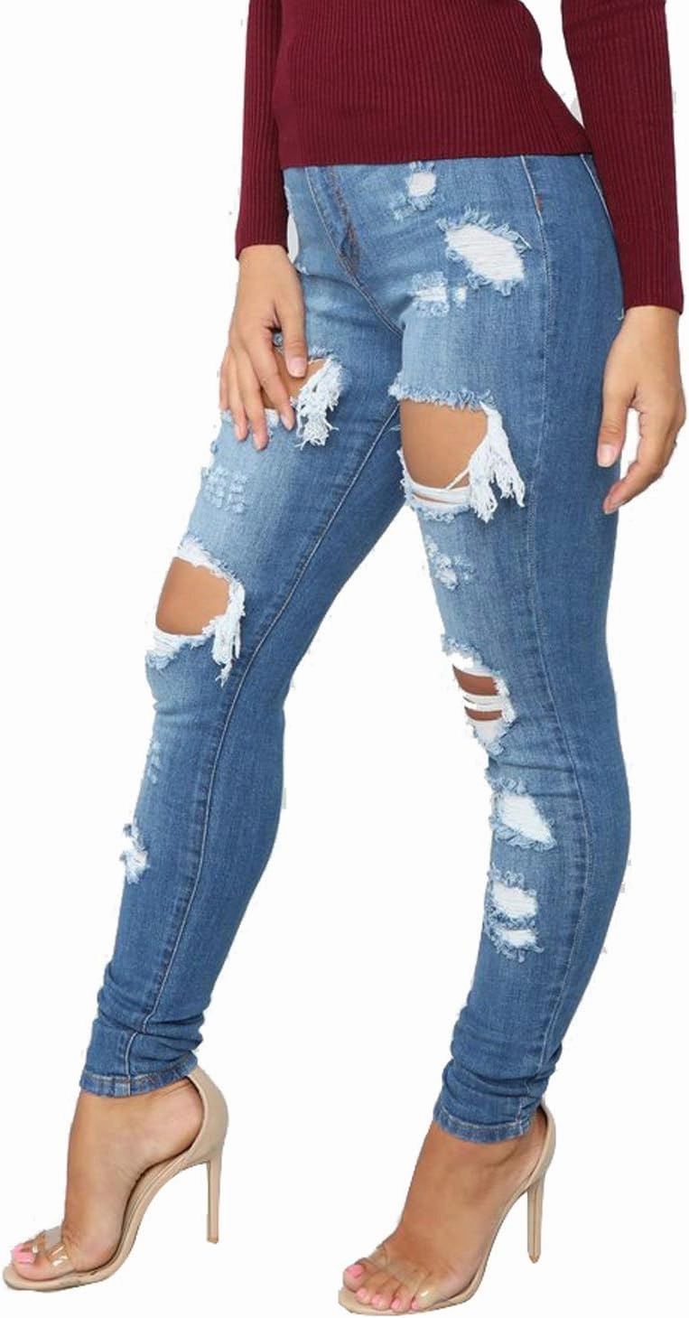 Tulucky Women's Boyfriend Jeans Distressed Slim Fit Ripped Denim Pants Comfy Stretch Skinny Jeans