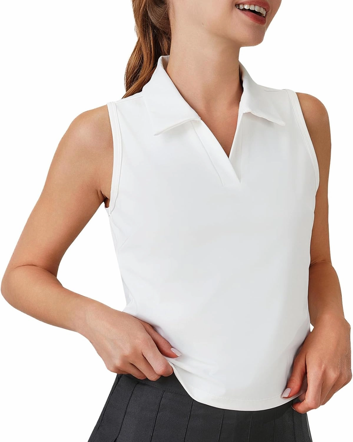Turnhier Womens Sleeveless Golf Polo Shirts Quick Dry Collared V Neck Tennis Athletic Tank Tops