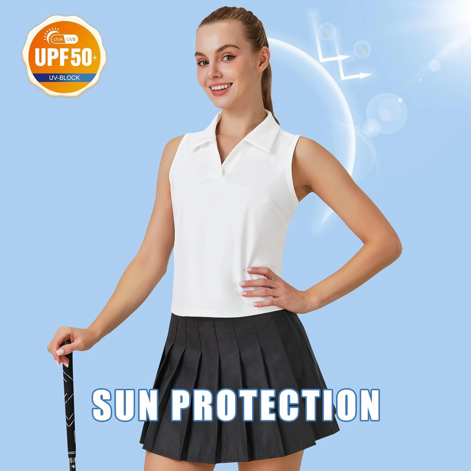 Turnhier Womens Sleeveless Golf Polo Shirts Quick Dry Collared V Neck Tennis Athletic Tank Tops