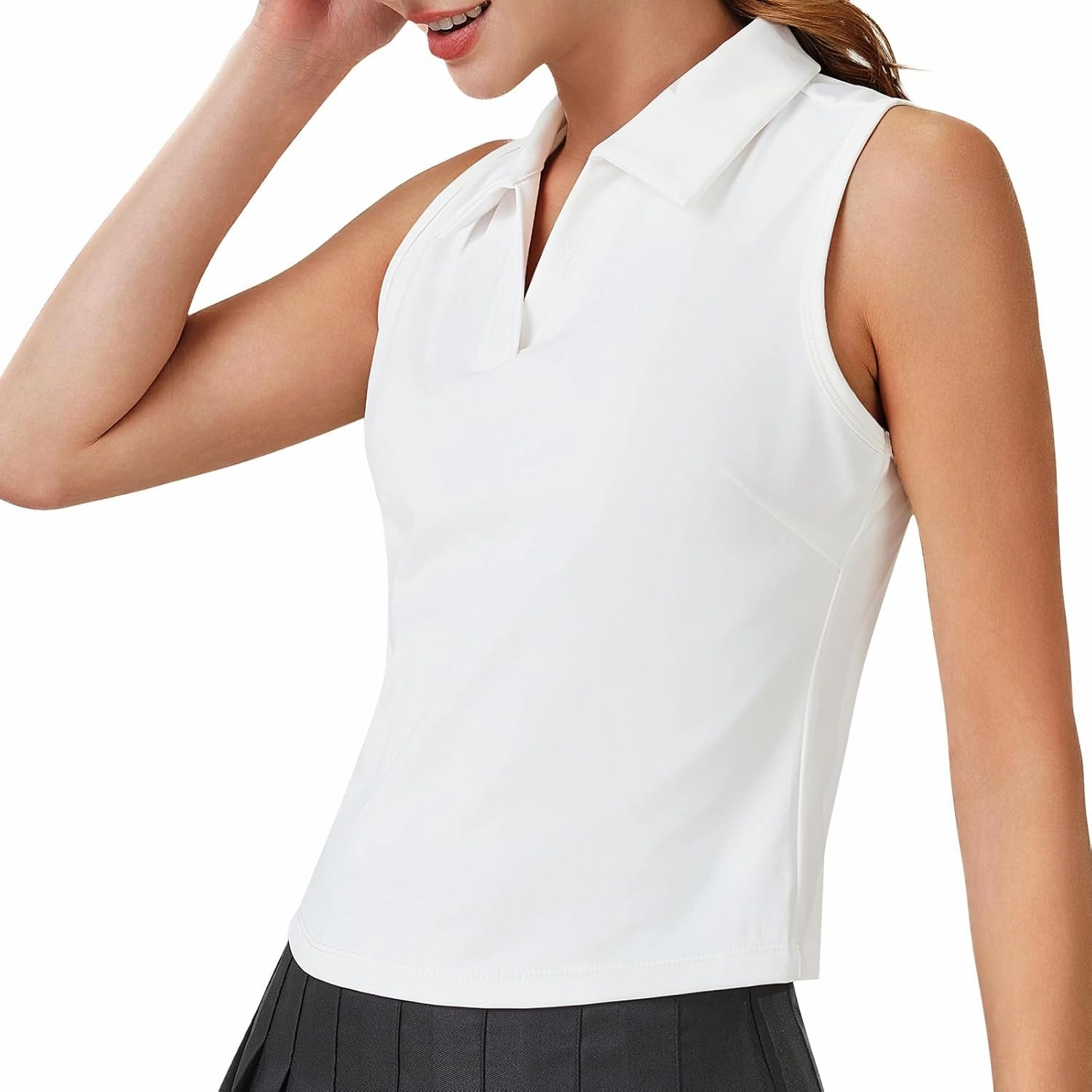 Turnhier Womens Sleeveless Golf Polo Shirts Quick Dry Collared V Neck Tennis Athletic Tank Tops