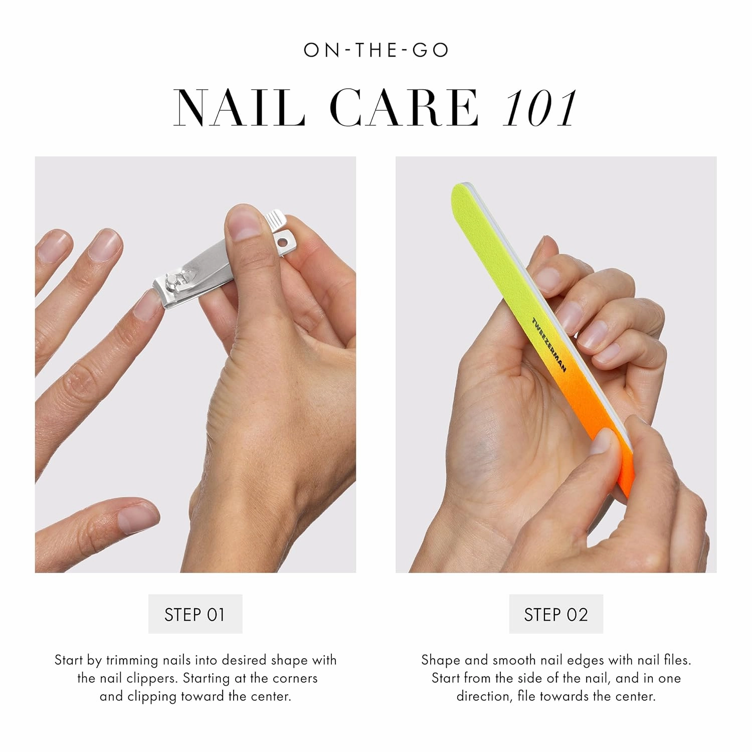 Tweezerman Stainless Steel Nail Clipper Combo Set with Three Neon Nail Files