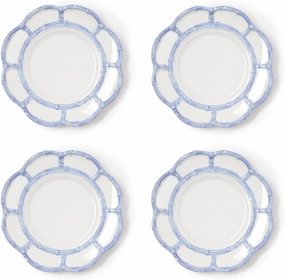 Two's Company French Blue Bamboo Touch Salad Plates, 8.75-Inch, Set of 4