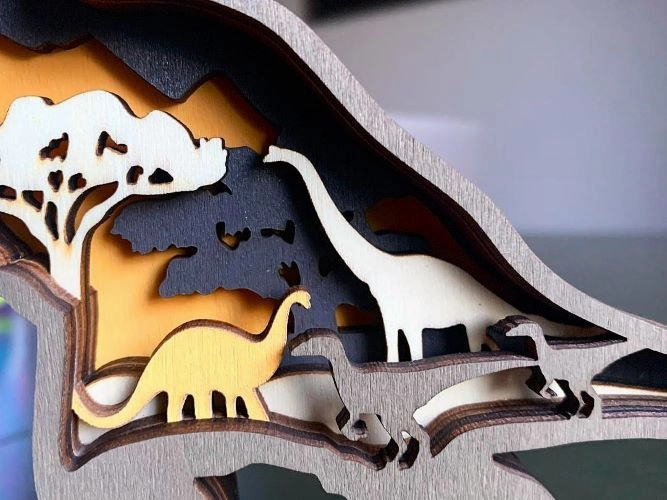 Tyrannosaurus Rex Dinosaur Wood Diorama