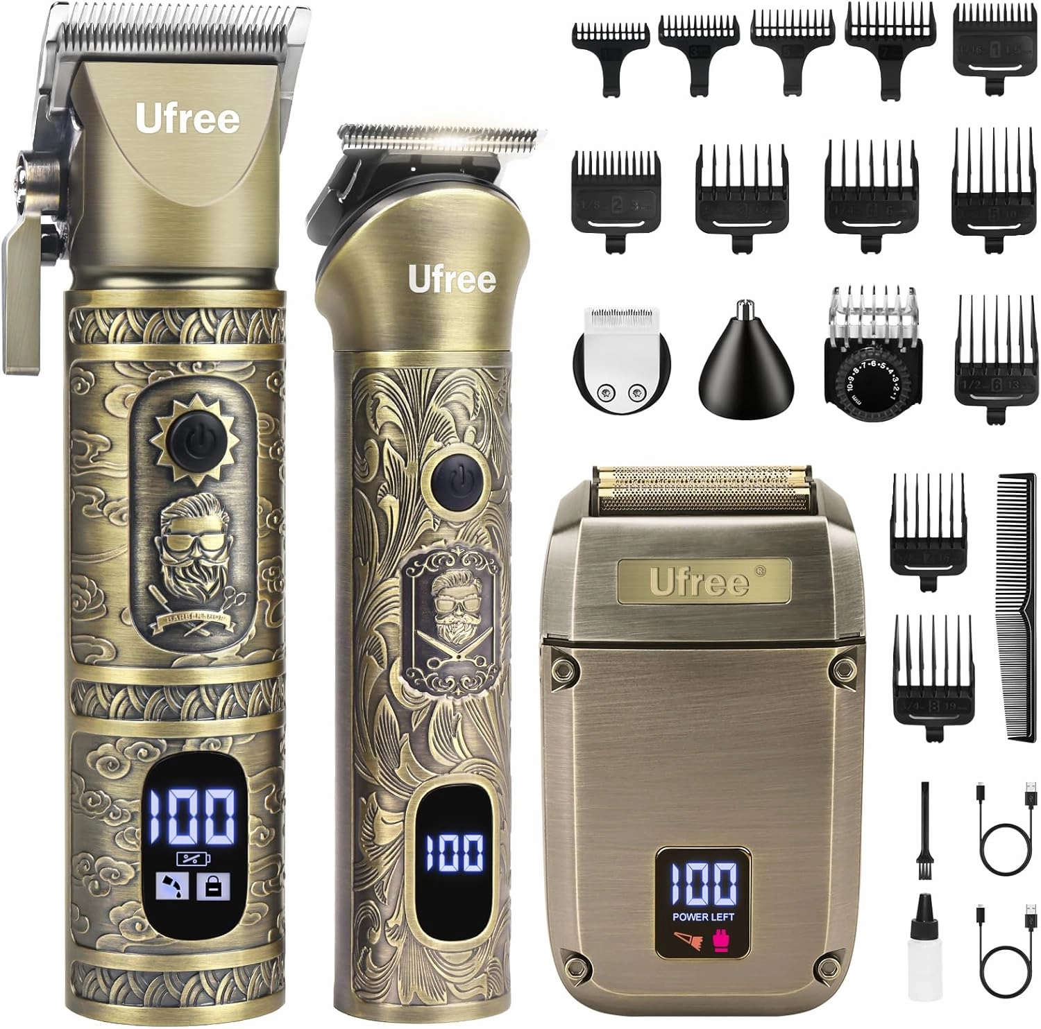 Ufree Beard Trimmer, Hair Clippers Mens Shaver Electric Razor, Hair Trimmer for Men Cordless Barber Clippers and Trimmers Set, Hair Cutting Kit for Men Grooming Gifts