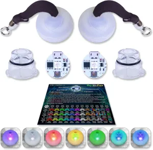 UltraPoi UltraKnob Pro Swivel Handles Set (Pair (2)) - Rechargeable Knob Handles for LED Poi Balls - Over 35 Rainbow Color Modes & Flashing Patterns - Silicone Knob for Poi, Flow Art & Light Spinning