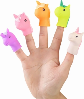Unicorns Finger Puppets 5-Piece Set - Fun Toy Gift for Kids, Boys & Girls - Bath Puppets for Playtime, Children Birthday Party Favors, Cake Toppers, Pinata & Stocking Stuffers