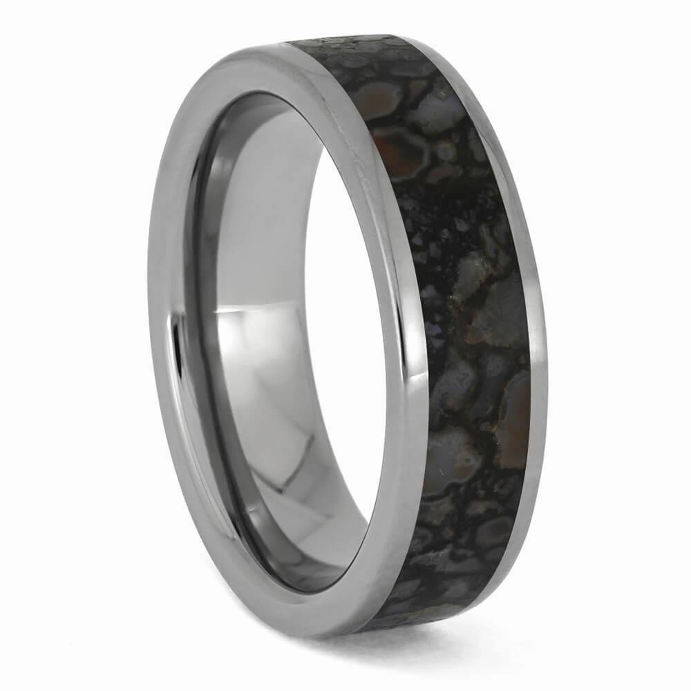 Unique Premium Dinosaur Bone in Titanium Ring