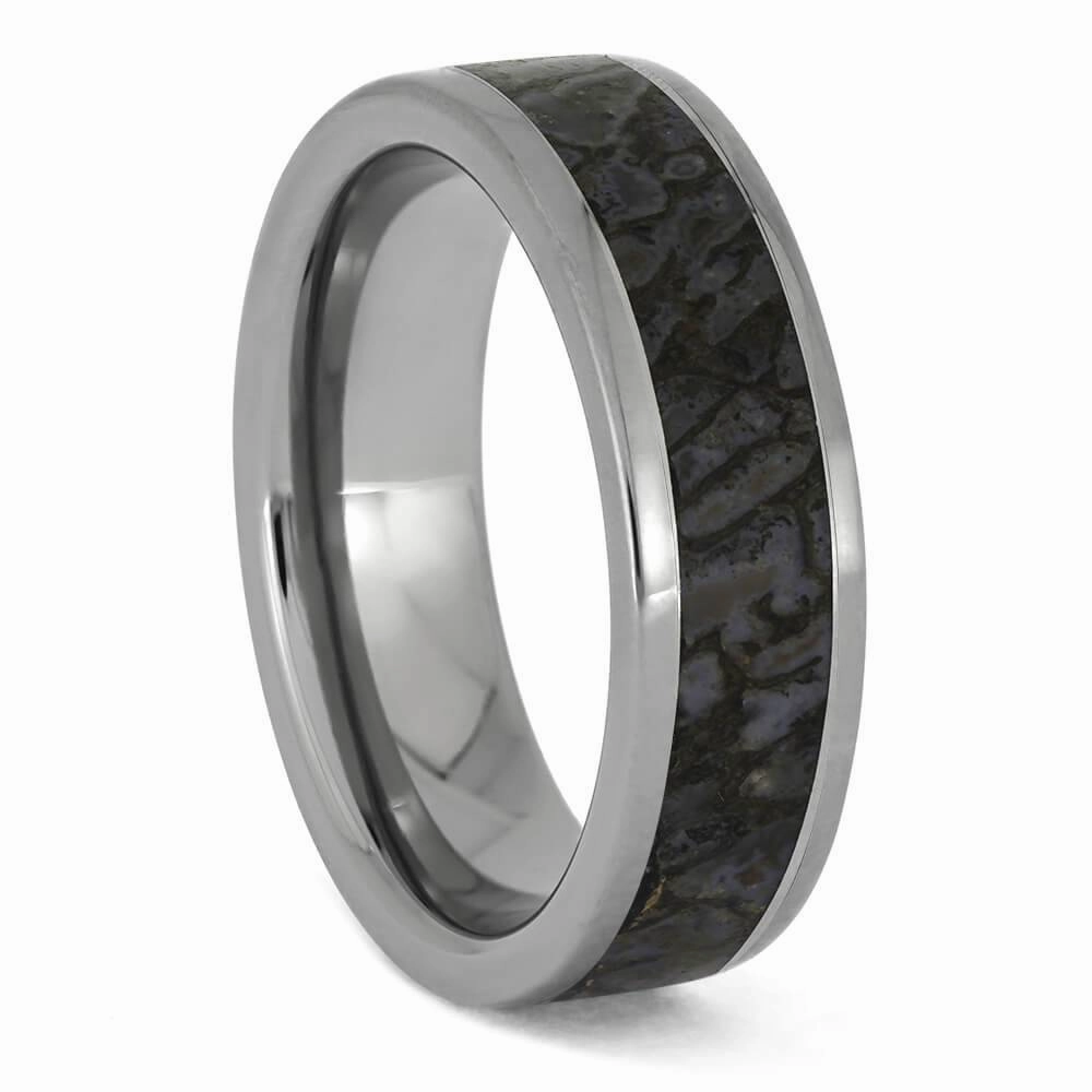 Unique Premium Dinosaur Bone in Titanium Ring
