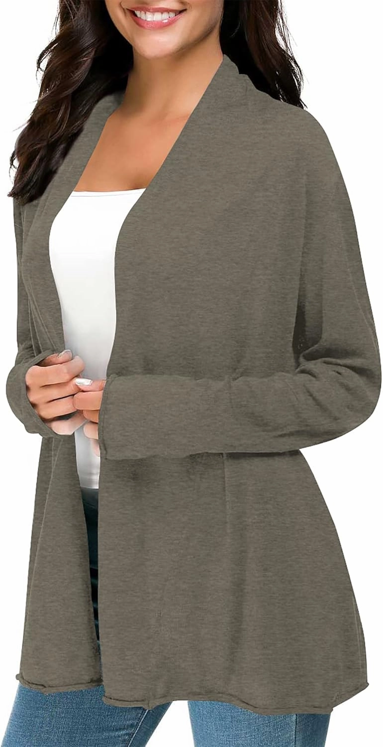 Urban CoCo Women's Long Sleeve Open Front Casual Thin Cardigan