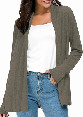 Urban CoCo Women's Long Sleeve Open Front Casual Thin Cardigan
