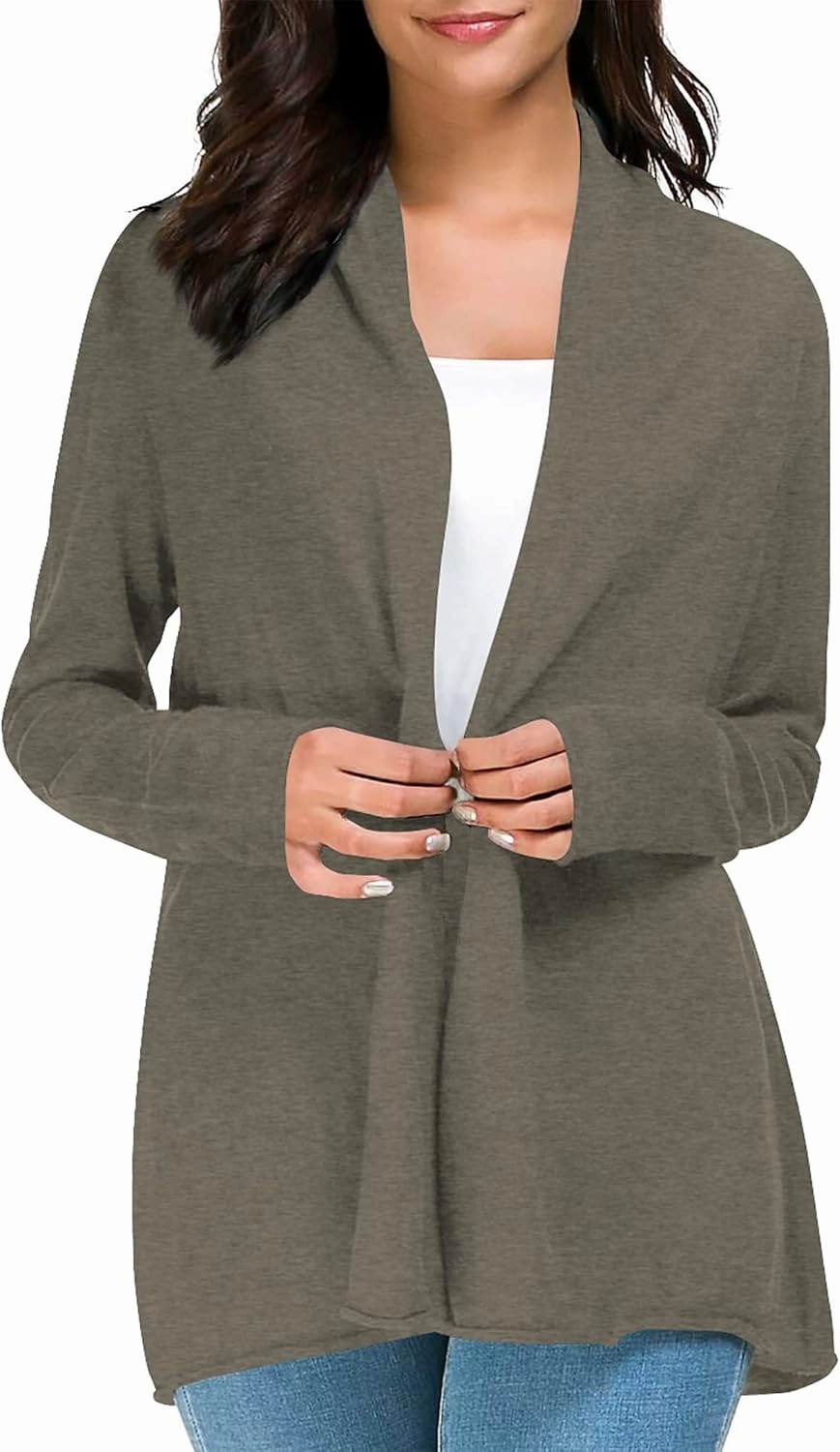 Urban CoCo Women's Long Sleeve Open Front Casual Thin Cardigan