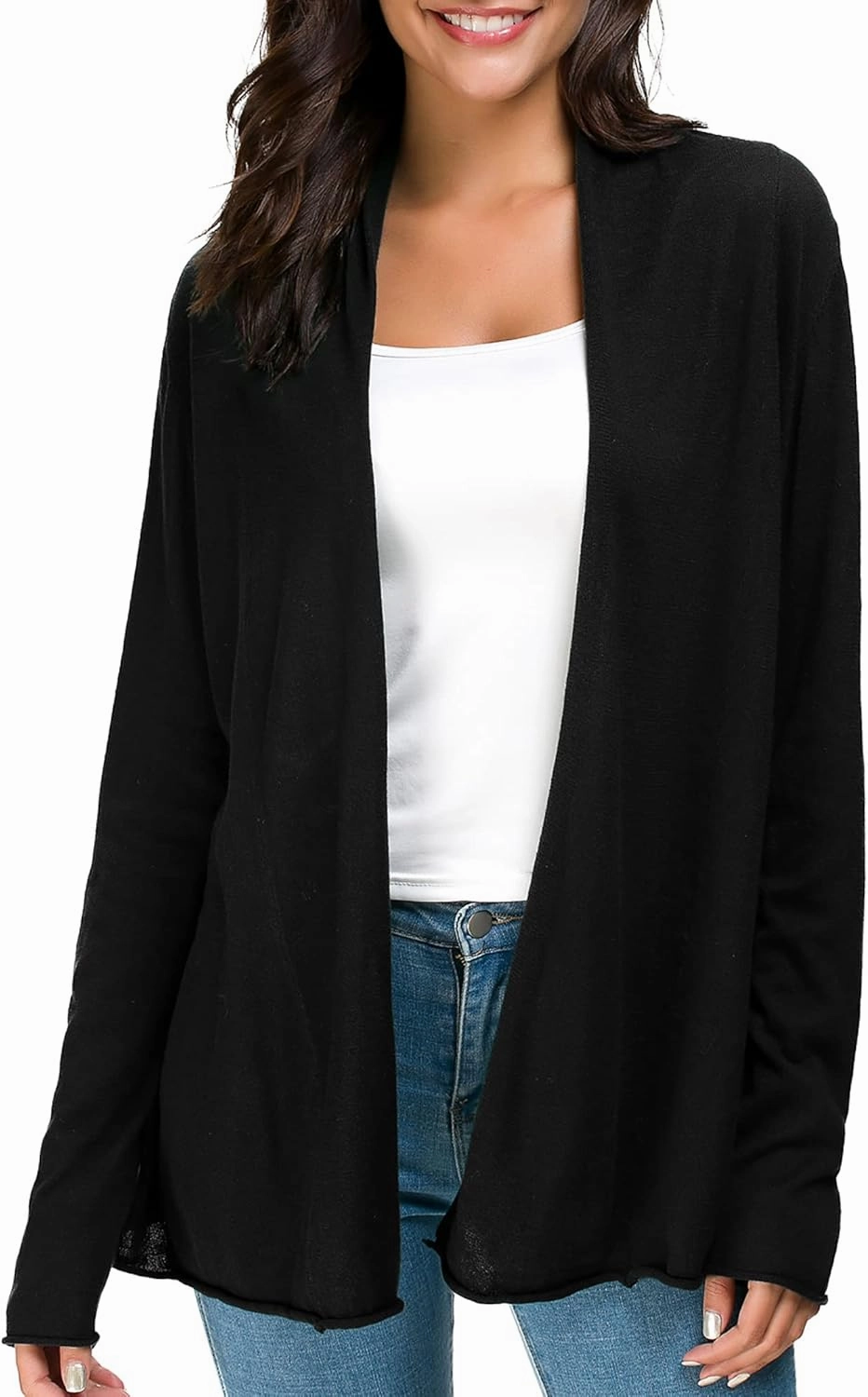 Urban CoCo Women's Long Sleeve Open Front Casual Thin Cardigan