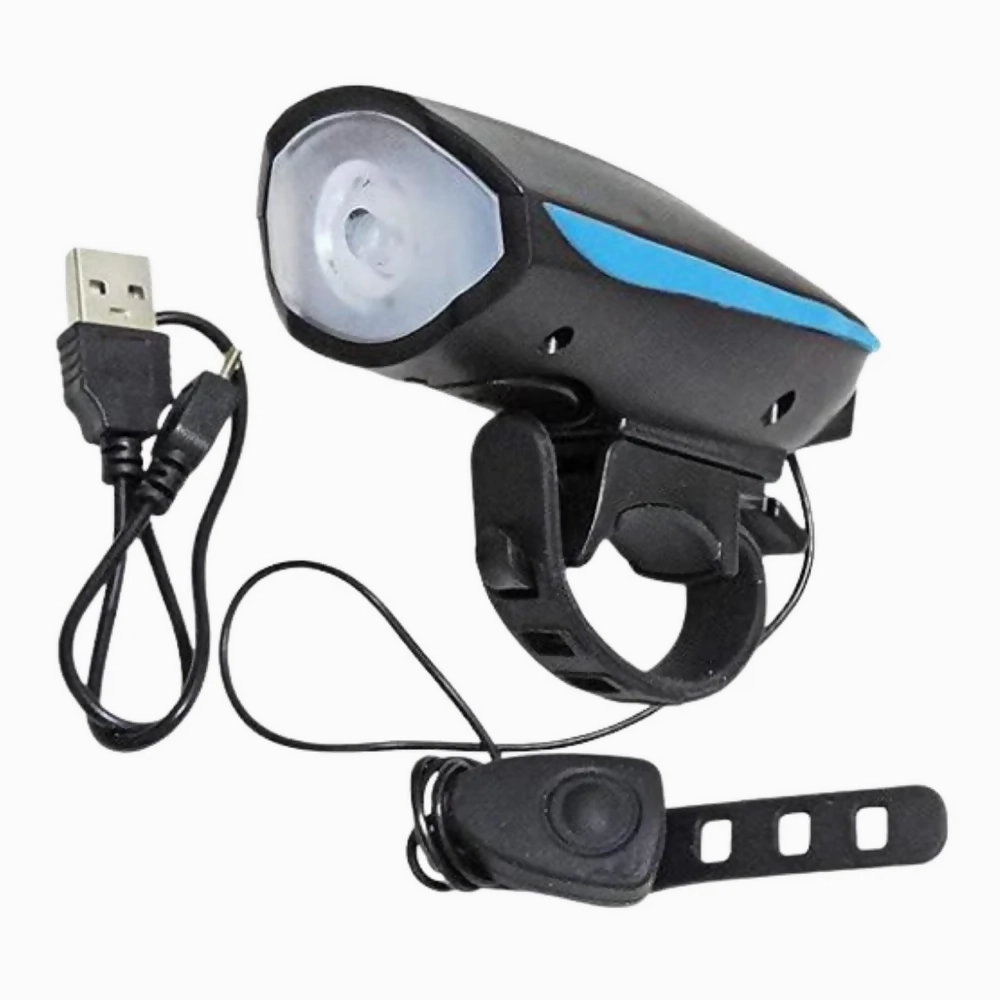 USB Rechargeable Bicycle Horn & LED Front Light