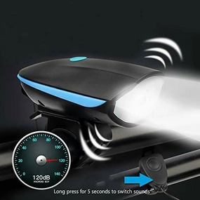 USB Rechargeable Bicycle Horn & LED Front Light