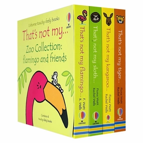 Usborne Touchy-Feely Thats not My Zoo Collection Set 2: Flamingo and Friends 4 Books Collection Set (Flamingo, Sloth, Kangaroo & Tiger)