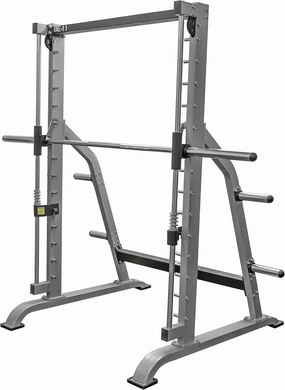 Valor Fitness Smith Machine Multi-Function Power Rack - 500lb Squat Rack or Bench Press Station - 2" Plate Storage Pegs- Attached Sliding Knurled Barbell - Home Gym