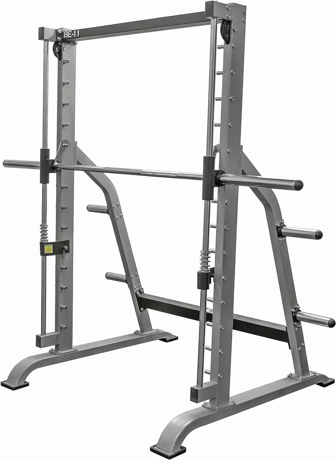 Valor Fitness Smith Machine Multi-Function Power Rack - 500lb Squat Rack or Bench Press Station - 2" Plate Storage Pegs- Attached Sliding Knurled Barbell - Home Gym