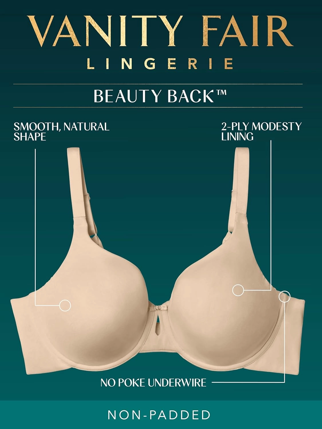 Vanity Fair Women's Beauty Back Non-Padded Underwire Bra