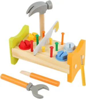 VANZACK 1Set Pounding Peg Workbench for Educational Wooden Hammering for Hand Eye Coordination Creativity Development for Safe Materials