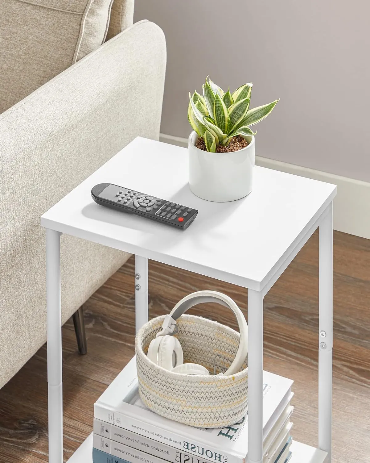 VASAGLE Side Tables Set of 2, Small End Table, Nightstand for Living Room, Bedroom, Office, Bathroom, White ULET272W14