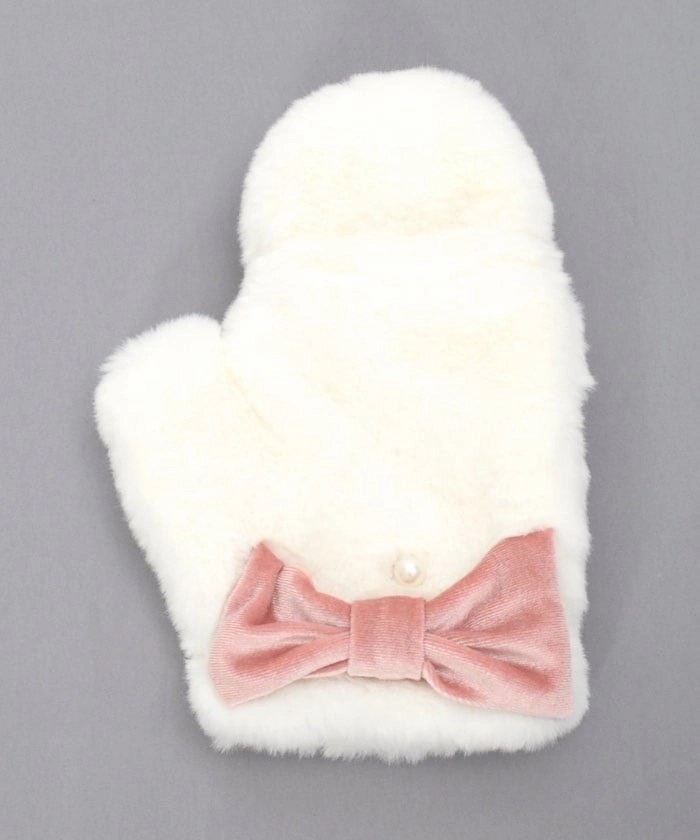 Velour Ribbon Fur Mittens