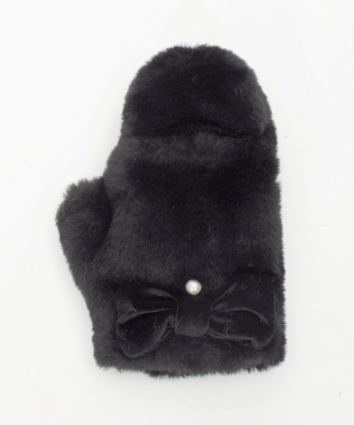 Velour Ribbon Fur Mittens