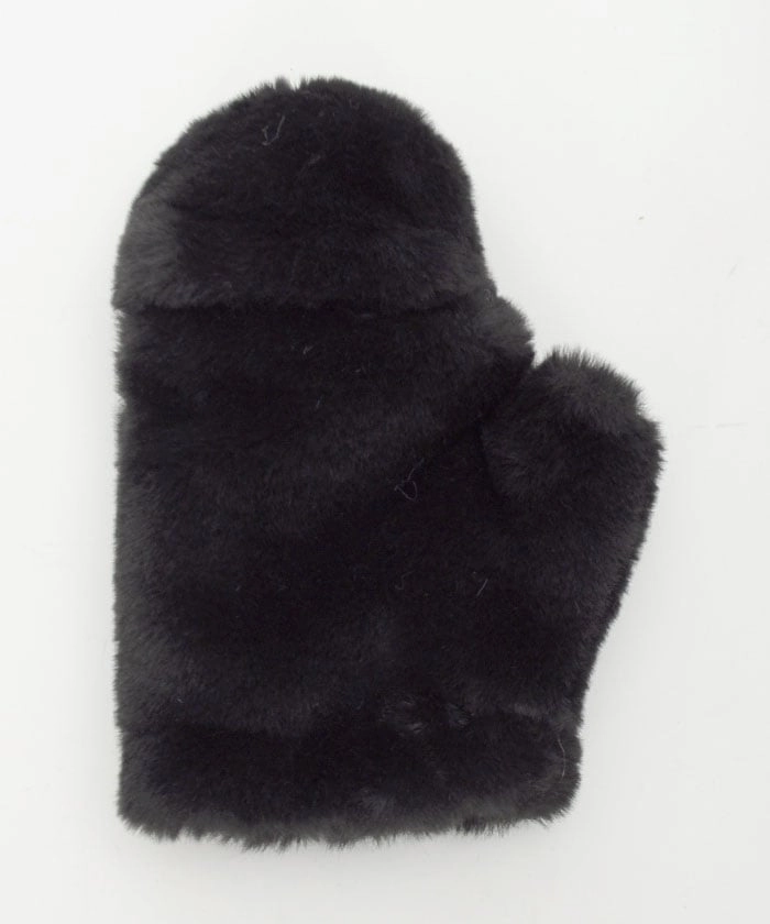 Velour Ribbon Fur Mittens