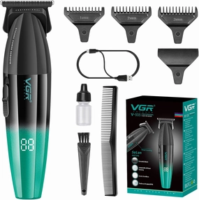 VGR 906 Fresh Fade Professional Hair Trimmer, 9000rpm Zero Gapped Beard Trimmer for Men, DLC T-Blade Cordless Hair Clipper for Barbers and USB Rechargeable, Green