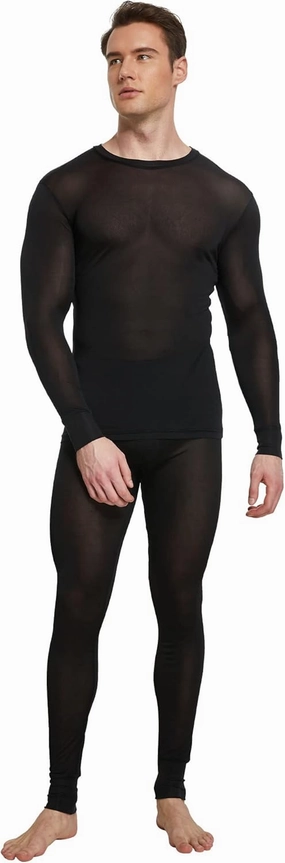 Viamulion Men's Pure Mulberry Silk Knitted Thermal Underwear Set