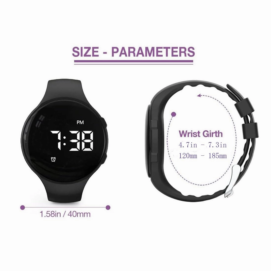 Vibrating Alarm Reminder Watch Silent Wake Up Watch - with Multi Alarms and Lock (Purple)