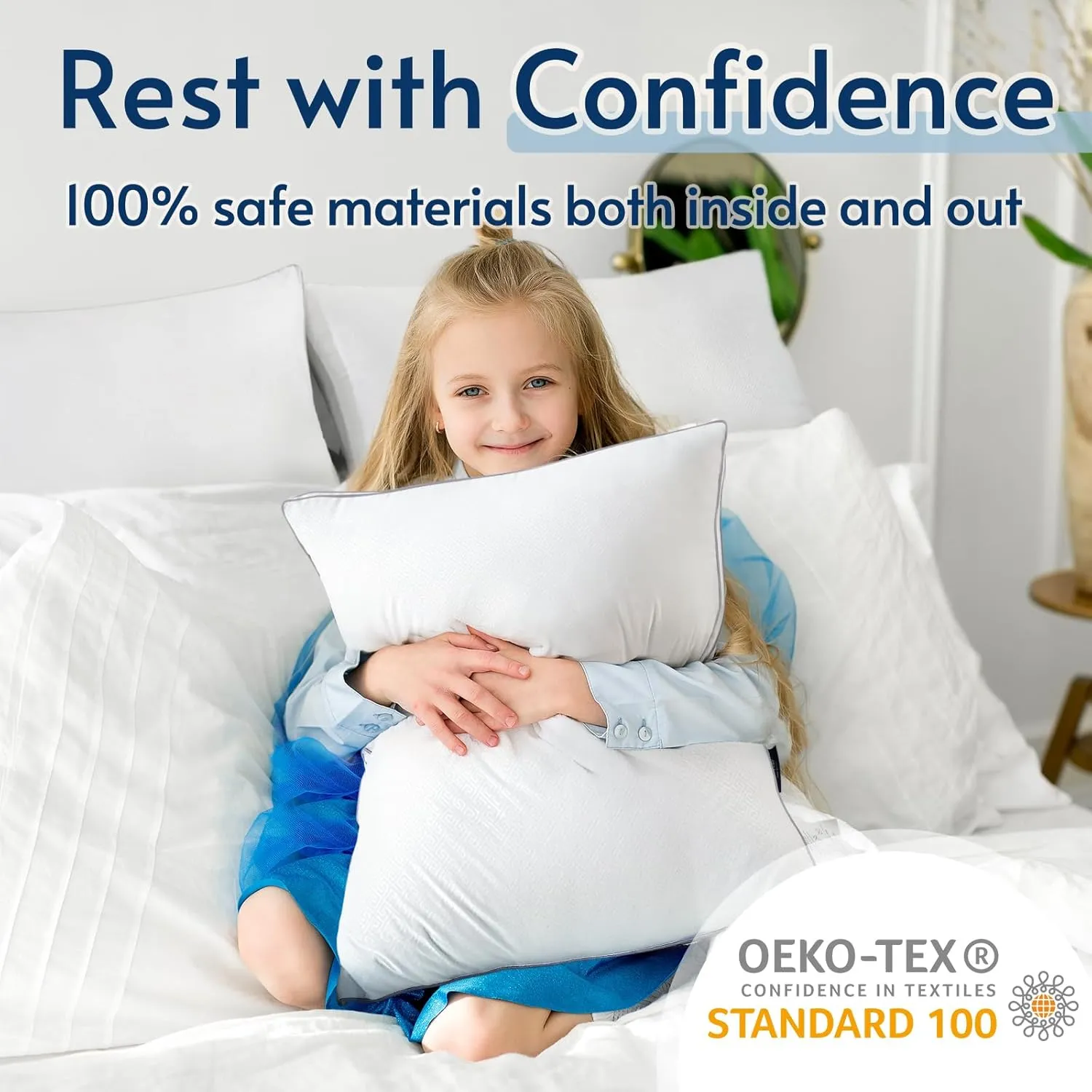 viewstar Pillows Standard Size Set of 2, Hotel Quality, Down Alternative Gusseted Bed Pillows for Side, Back, or Stomach Sleepers, Soft 17" x 26"