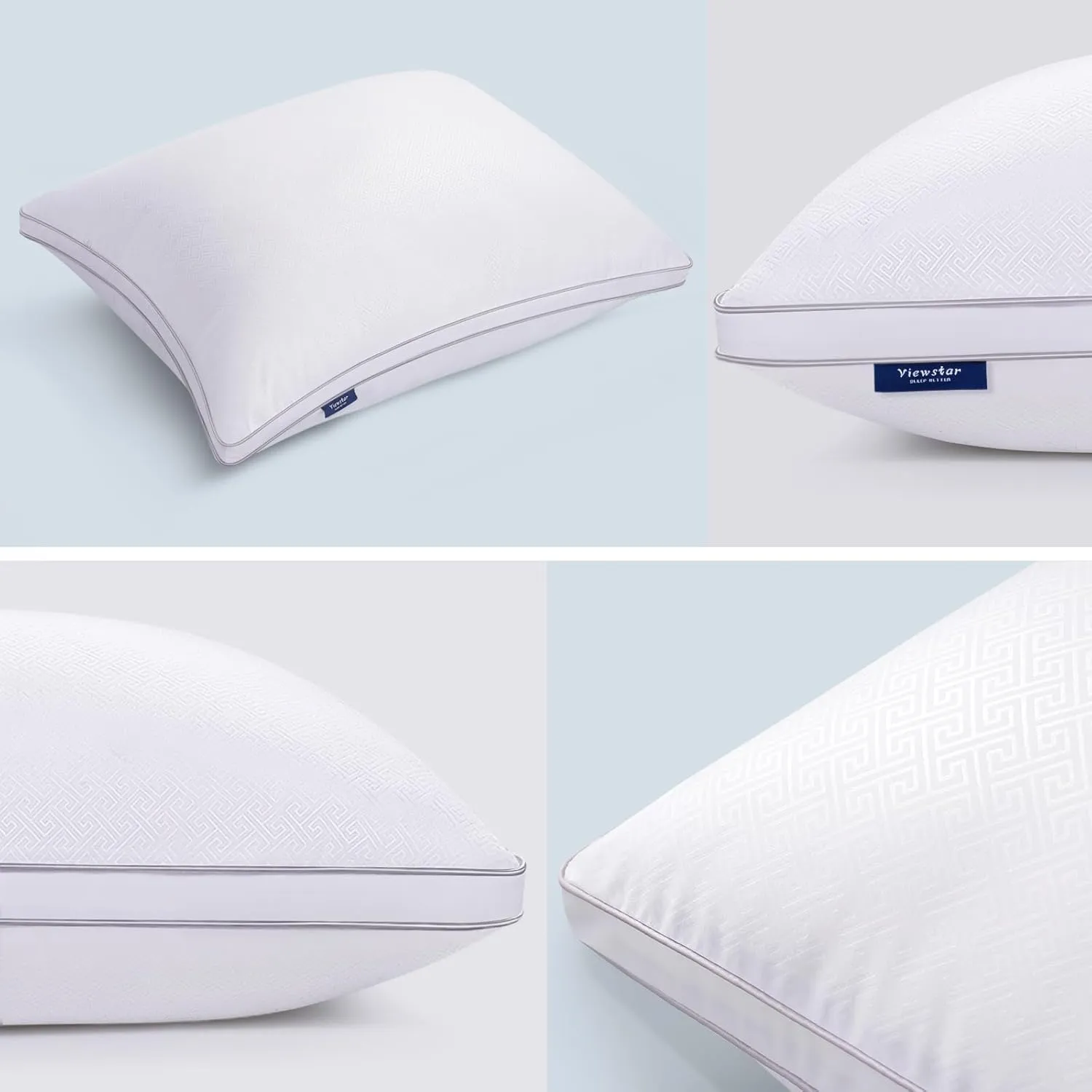 viewstar Pillows Standard Size Set of 2, Hotel Quality, Down Alternative Gusseted Bed Pillows for Side, Back, or Stomach Sleepers, Soft 17" x 26"