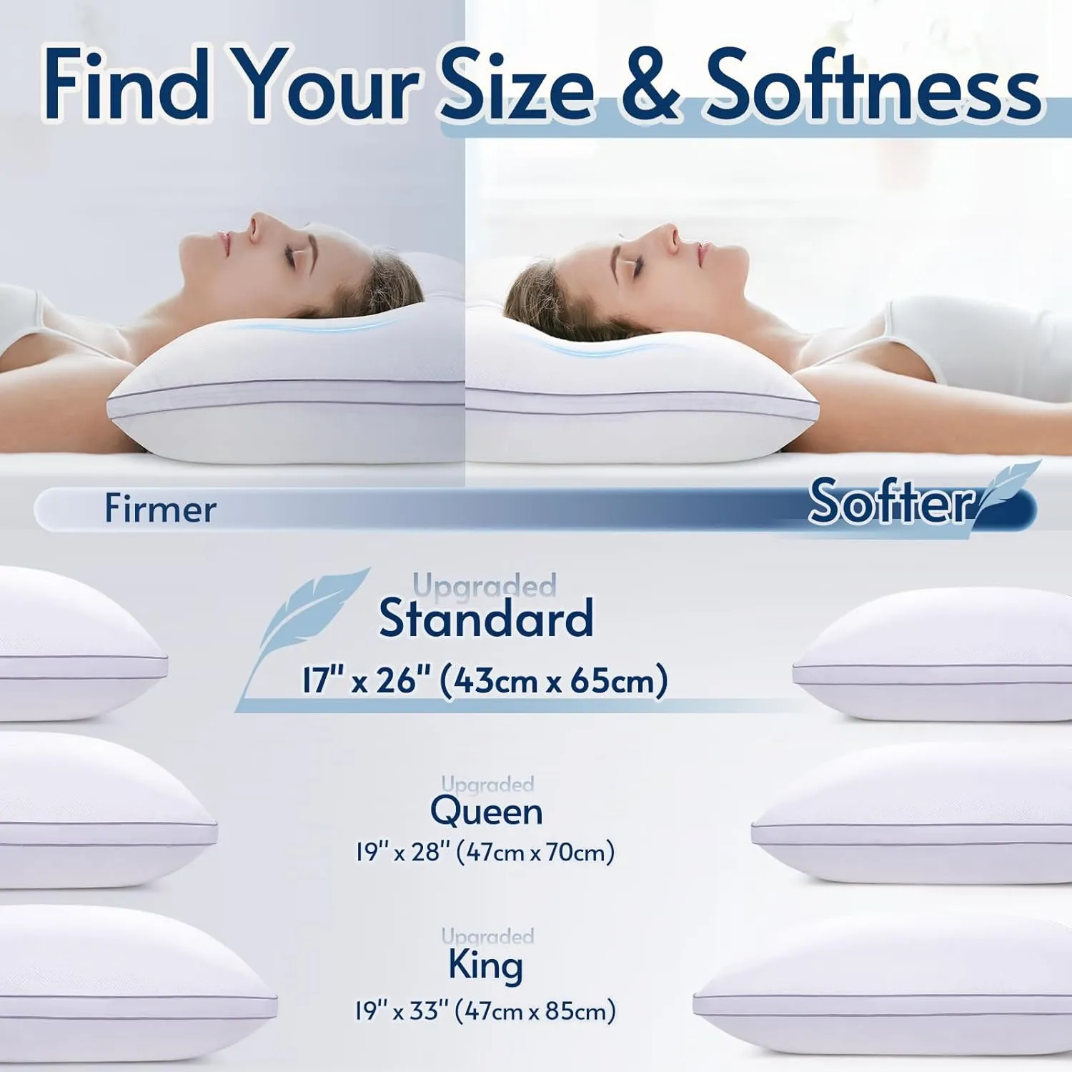 viewstar Pillows Standard Size Set of 2, Hotel Quality, Down Alternative Gusseted Bed Pillows for Side, Back, or Stomach Sleepers, Soft 17" x 26"