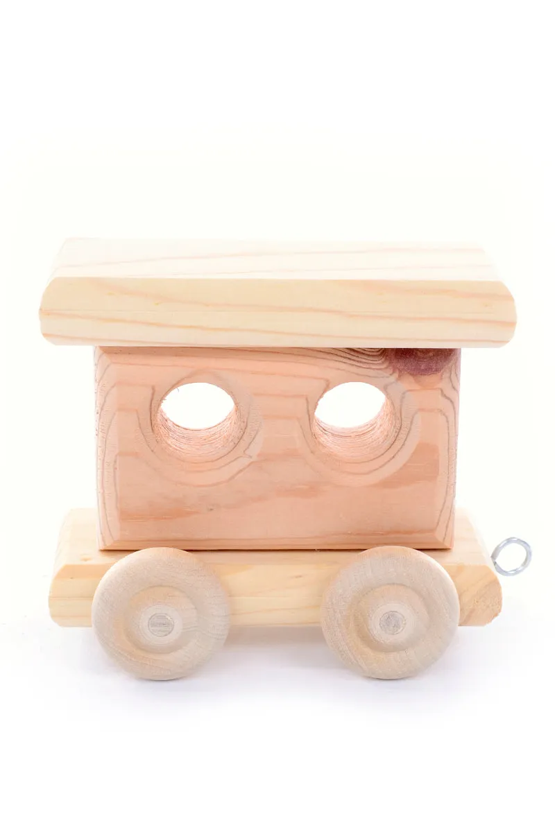 Vintage Classic Natural Wood Train Set w/ 5 Linking Cars