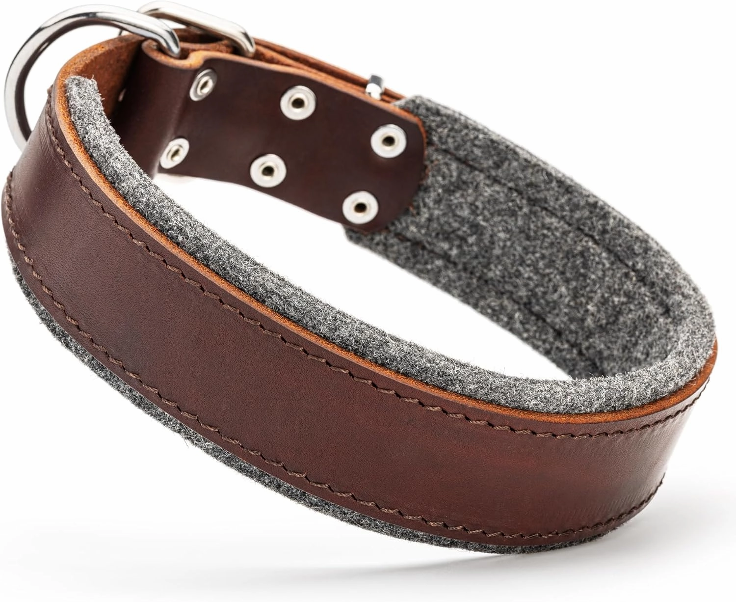 Viper Classic Padded Leather Dog Collar with Natural Felt Lining – Adjustable, Durable & Comfortable Full-Grain Leather Collar, 1.5in Wide | Ideal for Training Medium, Large & Giant Breeds