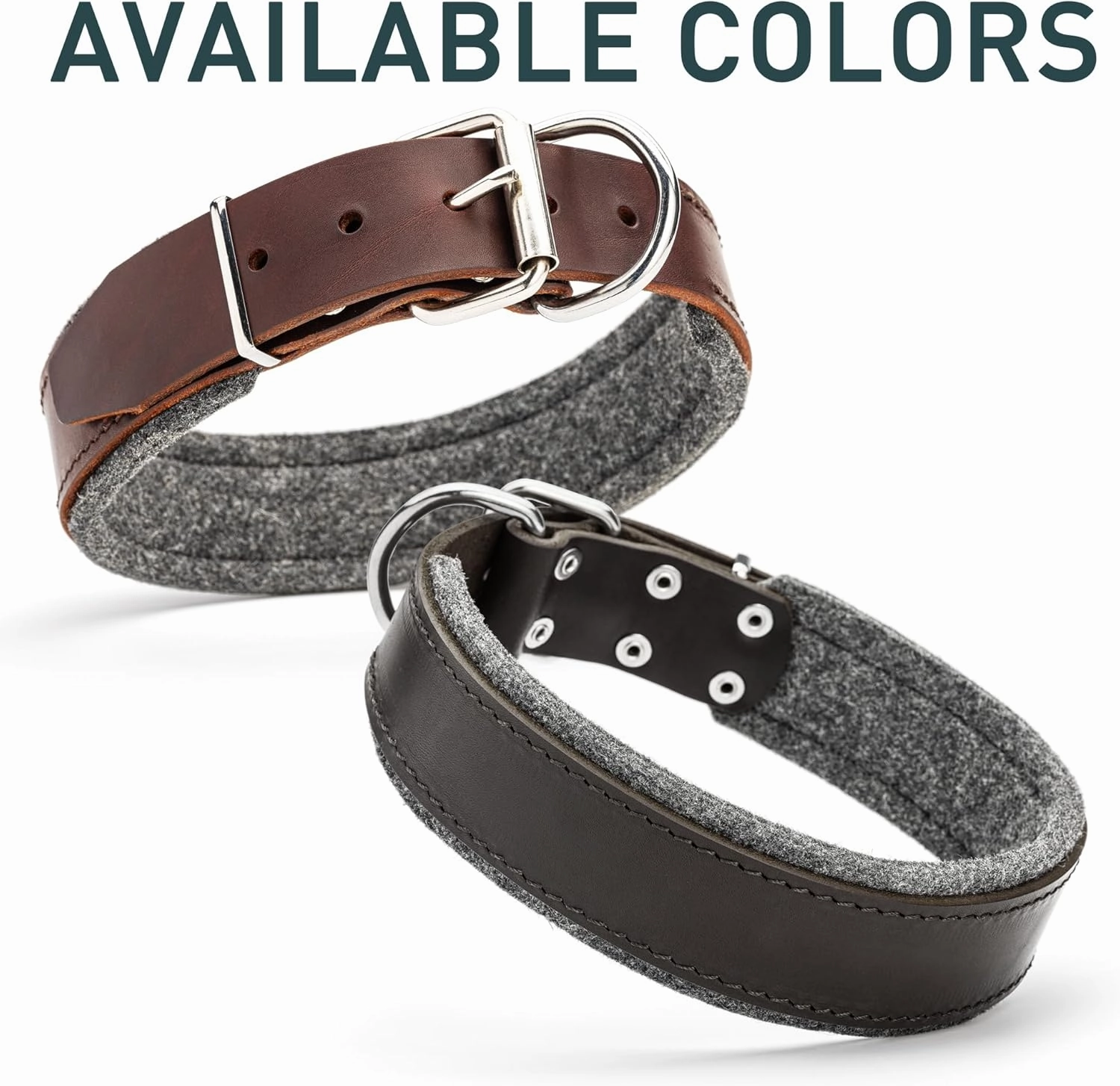 Viper Classic Padded Leather Dog Collar with Natural Felt Lining – Adjustable, Durable & Comfortable Full-Grain Leather Collar, 1.5in Wide | Ideal for Training Medium, Large & Giant Breeds