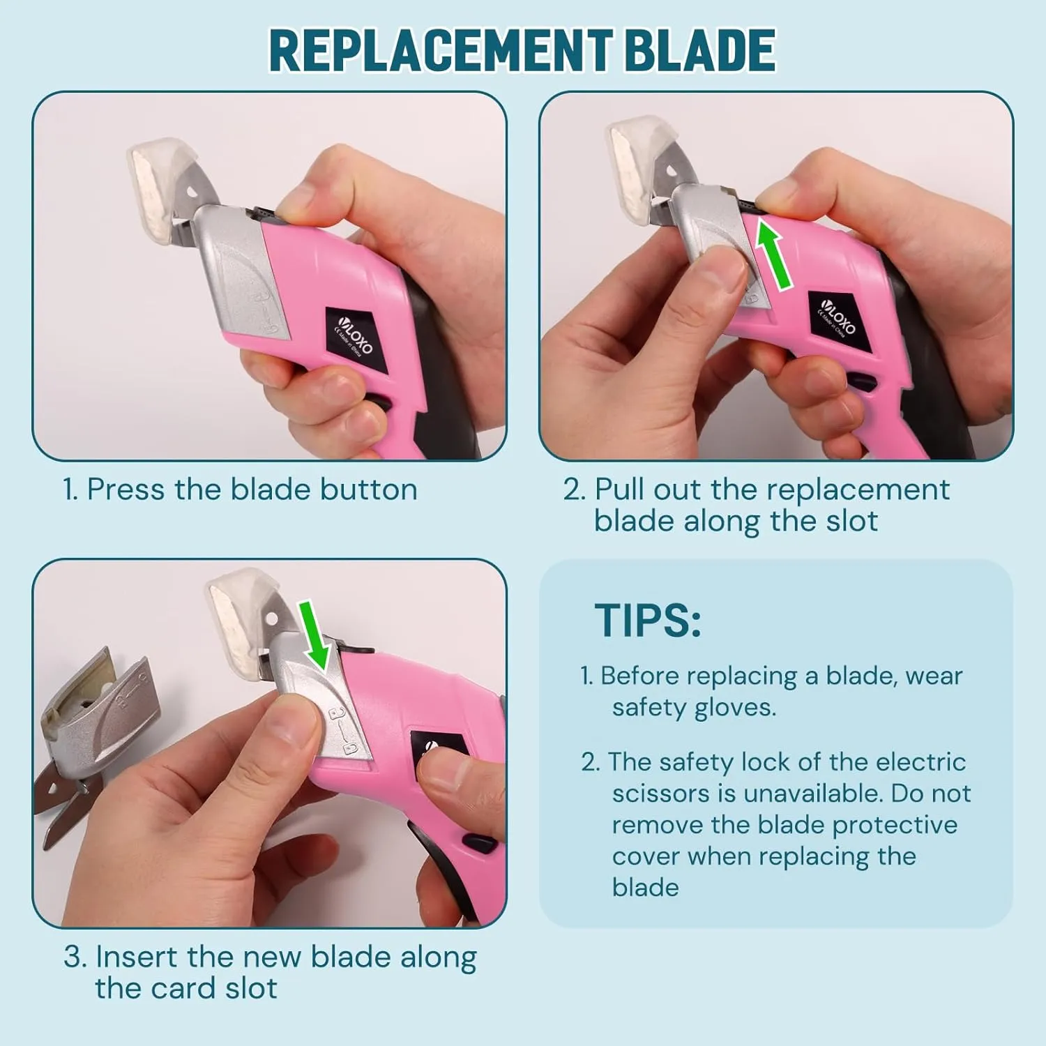 VLOXO Cordless Electric Scissors with 2 Blades Rechargeable Powerful Shears Cutting Tool for Fabric Cardboard Carpet Leather Felt with Charger & Storage Box-Pink