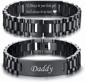VNOX Masculine Watch Band Stainless Steel Link Bracelet Personalized Jewelry Gift for Men DAD Father Husband Boyfriend