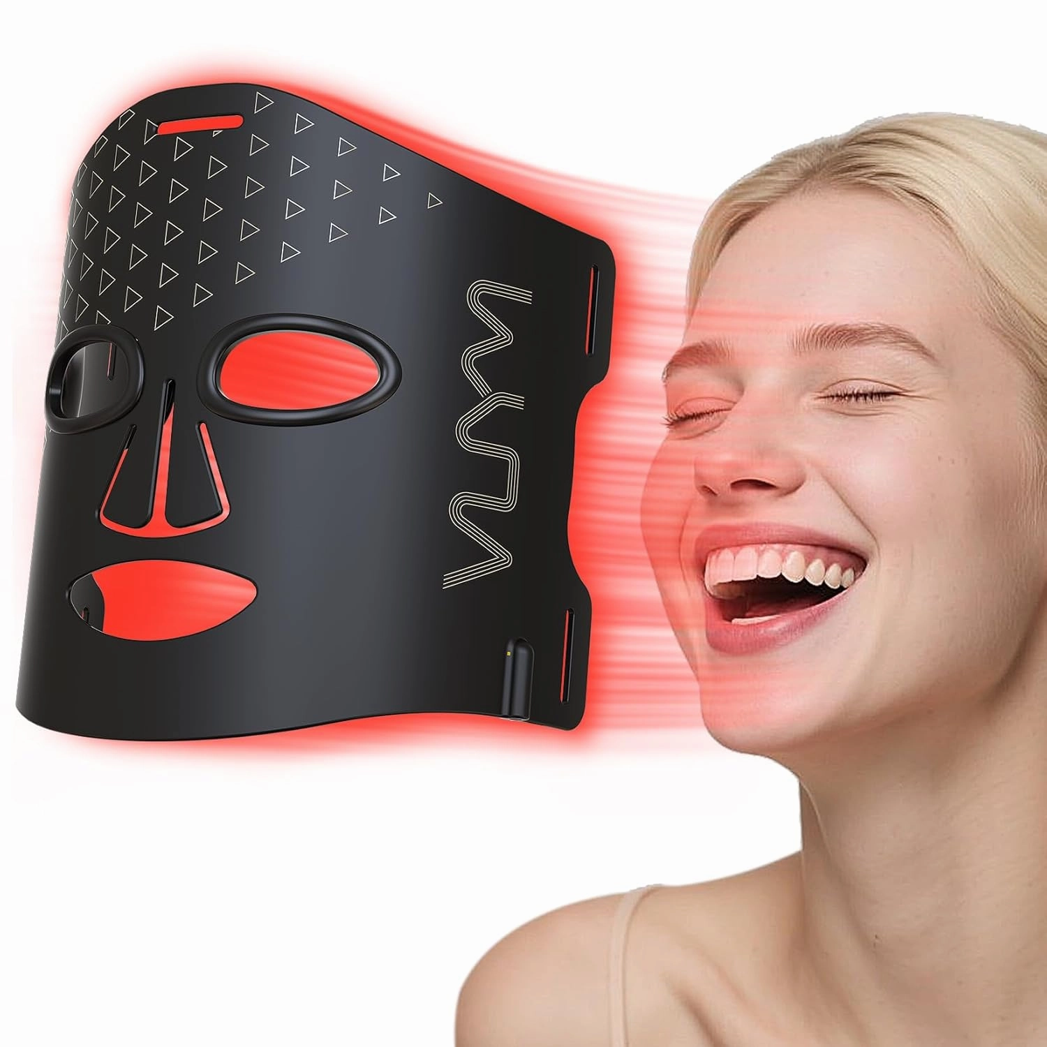 VYM Red Light Therapy for Face: High-Energy Super Lightweight 292 LEDs Cordless Professional Light Therapy Mask Infrared LED Face Mask at Home Travel 2mm Thickness - Black