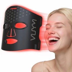 VYM Red Light Therapy for Face: High-Energy Super Lightweight 292 LEDs Cordless Professional Light Therapy Mask Infrared LED Face Mask at Home Travel 2mm Thickness - Black