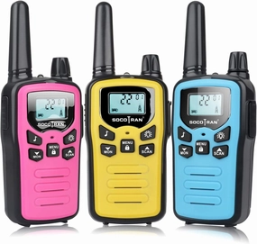 Walkie Talkies for Adults 3 Pack Rechargeable Two-Way Radios Long Range 5 Miles with USB Charging Cable Blue Yellow Pink Walkie Talkies for Camping Hiking Adult