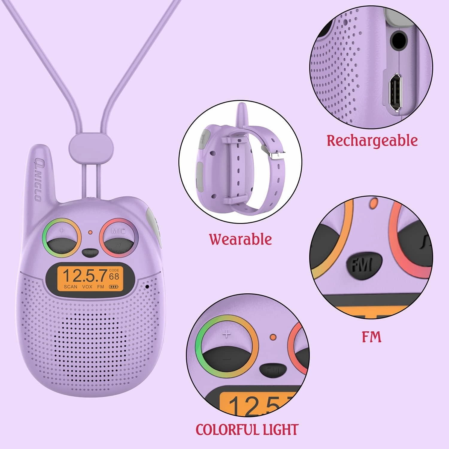 Walkie Talkies for Kids Rechargeable, Christmas Birthday Gifts for Girls Age 3-9,Easy to Use Kids Walkie Talkies,Spy Games Toys for 3 4 5 6 7 8 9 10 12 Year Old Girl with USB Chargeable Battery 2 Pack
