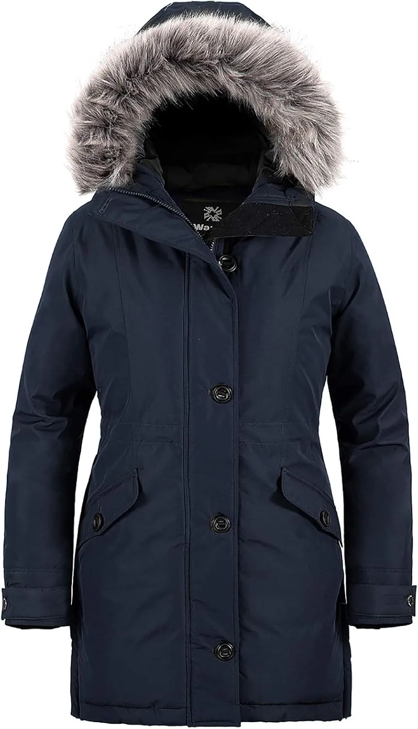 wantdo Women's Hooded Winter Coat Waterproof Warm Long Puffer Jacket Parka