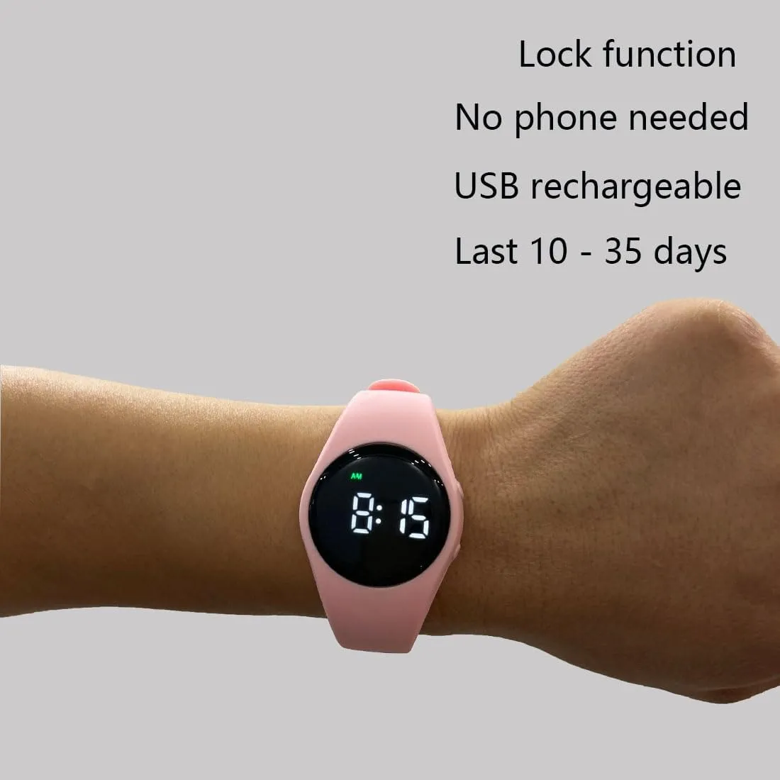 Water Resistant Potty Training Watch Rechargeable Vibrating Alarm Reminder Watch Silent Wake Up Watch - with Lock