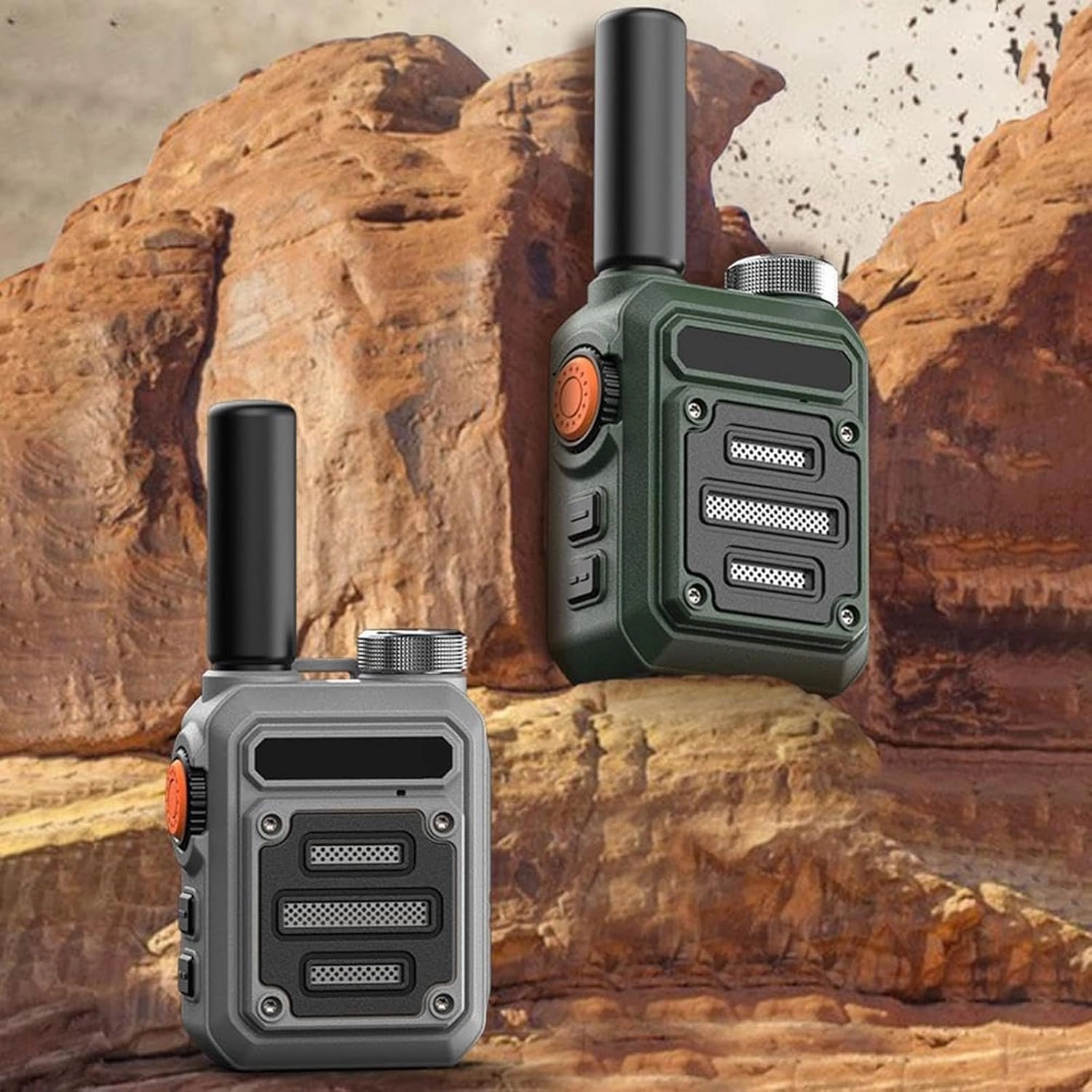 Waterproof & Shock Resistant Walkie-Talkies, Instant Communications Walkie Talkies Long Range, Small Walky Talky, Rechargeable Walkie Talkies for 6-Day Battery Life Rechargeable (Khaki)