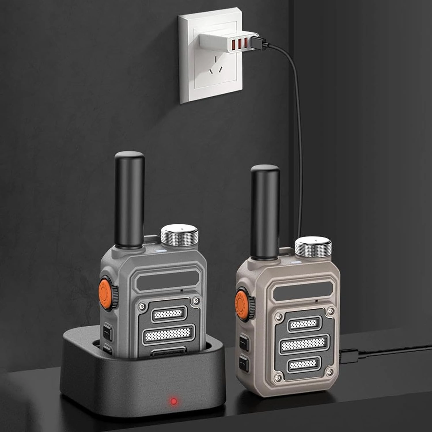 Waterproof & Shock Resistant Walkie-Talkies, Instant Communications Walkie Talkies Long Range, Small Walky Talky, Rechargeable Walkie Talkies for 6-Day Battery Life Rechargeable (Khaki)